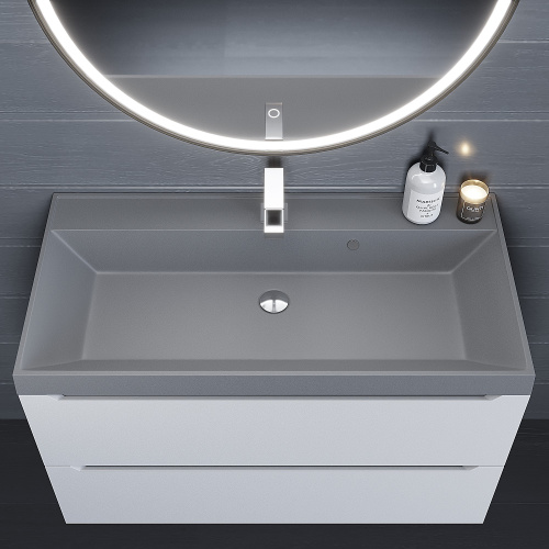 Раковина кварцевая Uperwood Classic Quartz 293020633 100х45 полувстраиваемая цвет серый - фото 5