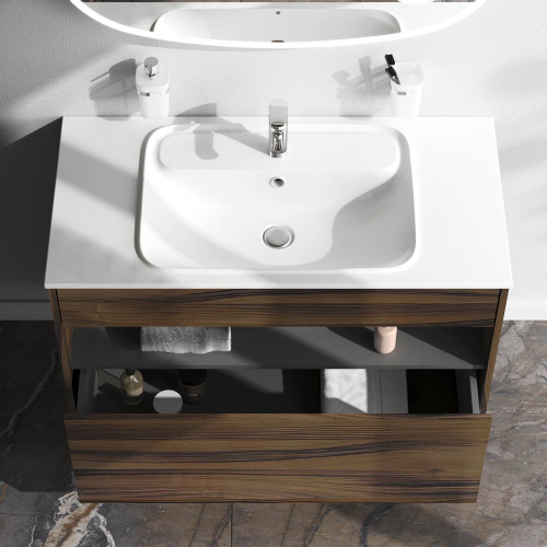 Тумба под раковину Am.Pm Func M8FFUX1001OF 101х49х70 подвесная цвет темное дерево - фото 3