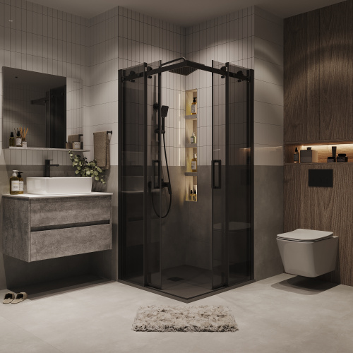 Душевой уголок Grossman Classic 300.K33.04.1010.21.10 100х100 стекло тонированное профиль черный матовый без поддона - фото 5