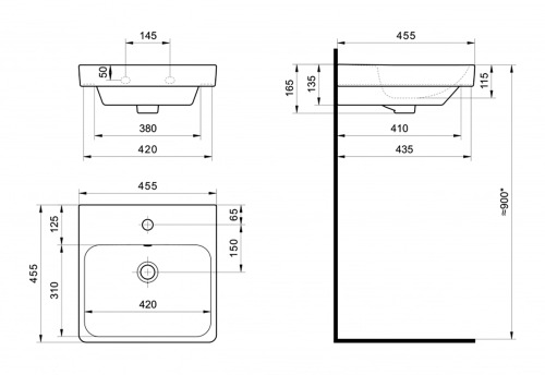 Раковина мебельная керамическая Santek Адриана 45 1.WH50.1.630 46х45 накладная цвет белый 1 отверстие под смеситель - фото 4
