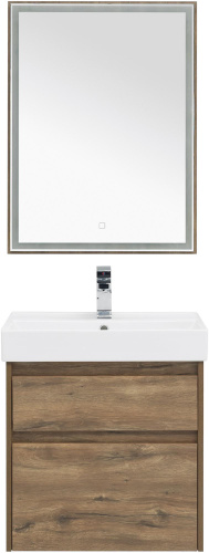 Комплект мебели: тумба с раковиной + зеркало Aquanet Nova Lite 00254216 61x46x145 напольный/подвесной цвет коричневый - фото 5