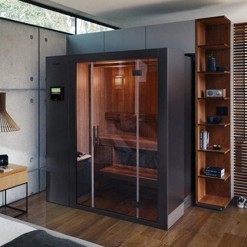 Сауна раздвижная Klafs S1 KLAFS L Black232х160(60)х211 L с прозрачным стеклом, хемлок, Varius 6.0 кВт, чёрный матовый - фото 2