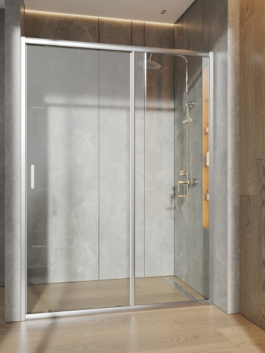 Душевая дверь Orange E02-140TCR 141х190 стекло прозрачное профиль хром глянцевый - фото 5