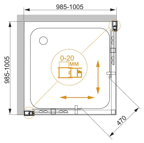 Душевой уголок Cezares MOMENTO MOMENTO-A-2-100-C-Cr 100х100 стекло прозрачное профиль хром глянцевый без поддона - фото 3