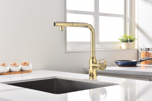 Смеситель для кухни Paulmark URBAN Ur213104-G на раковину золото - фото 5