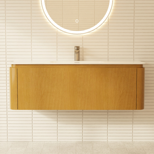 Тумба с раковиной+зеркало Art Decco Coco (Коко) ACC12W14S1M0 120x45x40 подвесная цвет белый дуб - фото 4