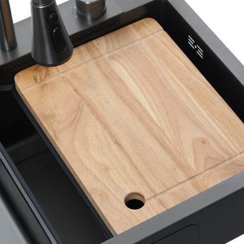 Кухонная мойка Melana ProfLine D6846B+6 графит 68х46 цвет графит поверхность матовая - фото 2