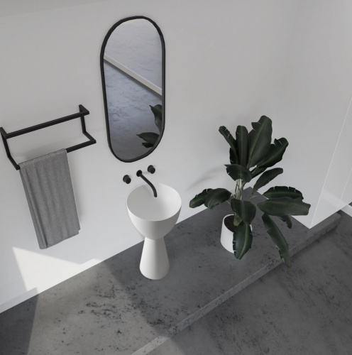 Раковина из искусственного камня Abber STEIN AS2507 45х45 напольная цвет белый матовый без отверстий под смеситель - фото 4