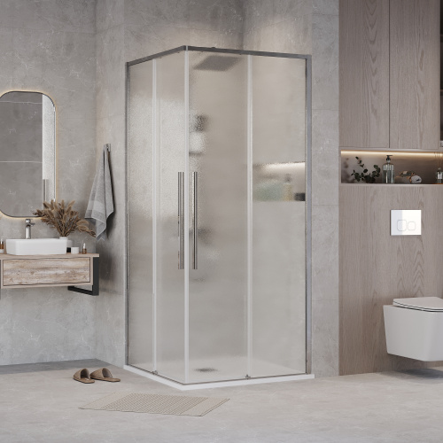 Душевая дверь Grossman Galaxy 1/2.K33.01.10.10.02 100х195 стекло текстурное профиль хром глянцевый - фото 3