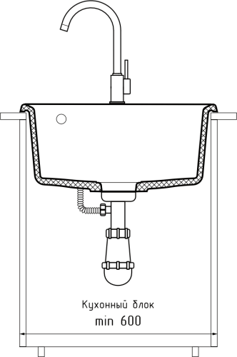 Кухонная мойка Granfest Level LV-510 серый 51х50 цвет серый поверхность матовая - фото 4