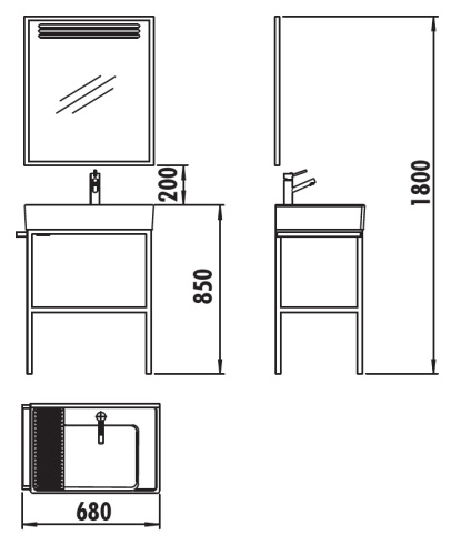 Консоль с раковиной Creavit Arya AR065-M+AR065 68х45х85 - фото 2