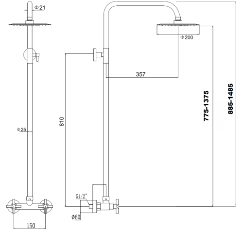 Душевая стойка Fmark FS8405 настенная цвет сатин - фото 3
