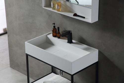 Консоль с раковиной Abber AS2630 80х45х90 напольная цвет черный - фото 3