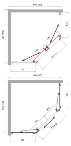Душевой уголок BelBagno UNO-195 UNO-195-P-2-100-C-Cr 100х100 стекло прозрачное профиль хром глянцевый без поддона - фото 2