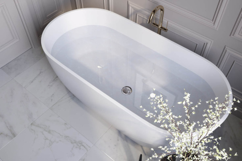 Ванна из искусственного камня Holbi VENUS 1.01.001.11.1 168х80 отдельностоящая овальная - фото 2