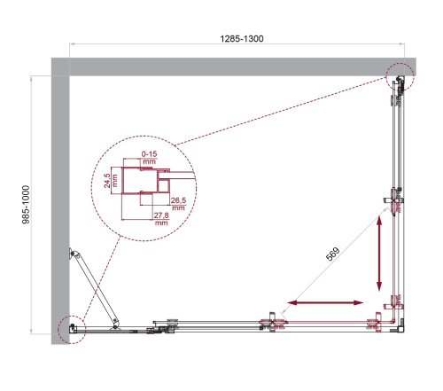 Душевой уголок BelBagno LUCE LUCE-AH-21-130/100-C-Cr 130х100 стекло прозрачное профиль хром глянцевый без поддона - фото 2