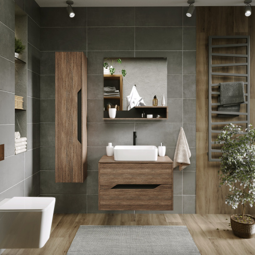 Шкаф-пенал Grossman Лайф 303202 32х30х150 подвесной цвет винтажное дерево темное/графит - фото 3