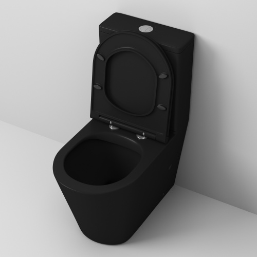 Унитаз напольный с бачком Grossman Санфаянс GR-4449BMS черный матовый с сиденьем безободковый каскадный смыв - фото 4