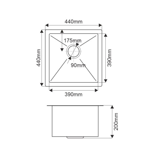 Кухонная мойка Melana ProfLine MLN-R4444H 44х44 цвет сатин поверхность матовая - фото 4
