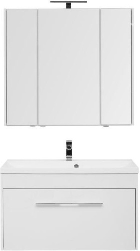 Комплект мебели: тумба с раковиной + зеркало-шкаф Aquanet Августа 00287676 100x48x140 подвесной цвет белый - фото 3