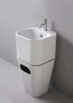 Раковина из санфаянса Azzurra Tandem TALP04443T0M/(ULI200/1 bi)*1 44х43 напольная цвет белый 1 отверстие под смеситель