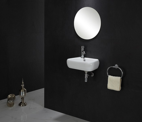 Раковина из санфаянса CeramaLux 9275R 45х28 подвесная цвет белый 1 отверстие под смеситель - фото 4