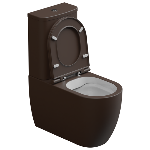 Чаша унитаза напольная GSG Ceramic Design Like LKMBLBI000/035P цвет белый/коричневый без бачка без сиденья безободковая смыв торнадо - фото 2