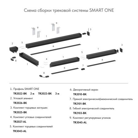 Прямой соединитель для шинопровода Denkirs Smart (Смарт) TR2101-BK