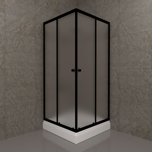 Душевой уголок Тритон Вента Щ0000073552 80х80 стекло матовое профиль черный с поддоном - фото 3