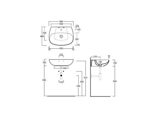 Раковина из санфаянса Simas VI 10 bia 60х46 подвесная цвет белый - фото 3