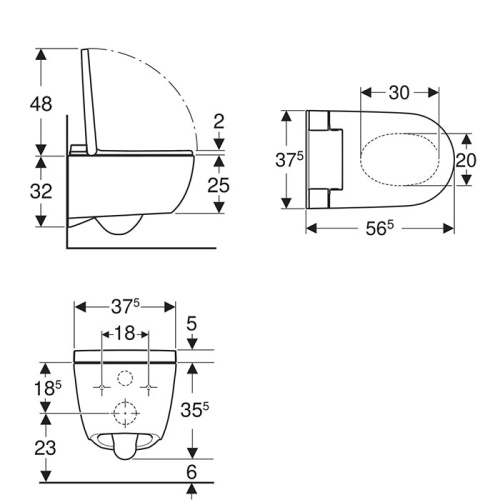 Унитаз-биде подвесной Geberit AquaClean Alba 146.350.01.1 белый с сиденьем микролифт безободковый душевой смыв - фото 4