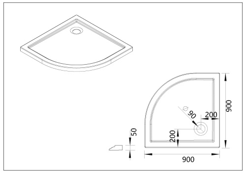 Душевой поддон Vincea H50 VST-5AQ-9090 90х90 акрил белый с каркасом - фото 5