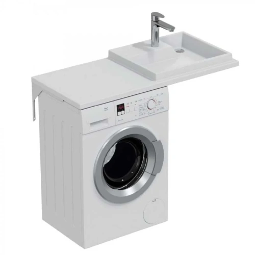 Раковина из искусственного камня СанТа Юпитер 900131 110х50 над стиральной машиной цвет белый 1 отверстие под смеситель - фото 3