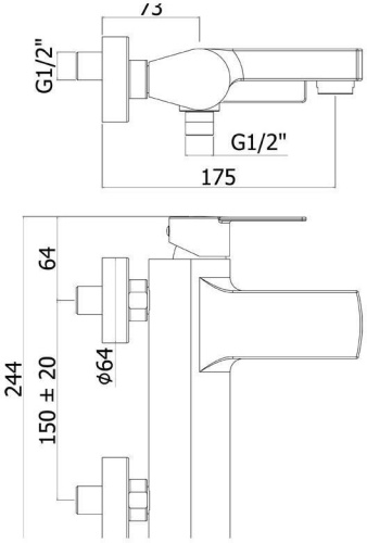 Смеситель для ванны с душем Paffoni Tango TA022CR настенный хром - фото 2
