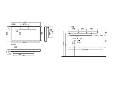 Раковина из санфаянса Hatria GRANDANGOLO YXF701 100х50 подвесная цвет белый - фото 3