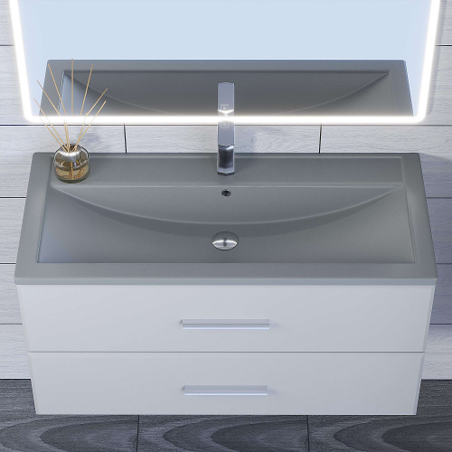 Раковина кварцевая Uperwood Foster Quartz 291030045 100х46 полувстраиваемая цвет серый - фото 5