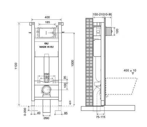Инсталляция для подвесного унитаза Oli EXPERT TOTAL BLACK 886668 - фото 2