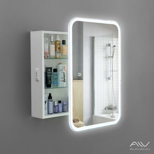 Зеркало-шкаф Alavann Cosmetic ALV1174001 50х15х75 подвесной цвет белый - фото 5