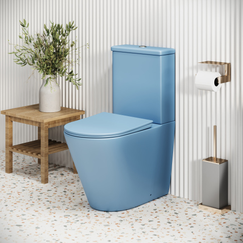 Унитаз напольный с бачком Grossman Color GR-4480BSMS голубой матовый с сиденьем безободковый каскадный смыв - фото 5