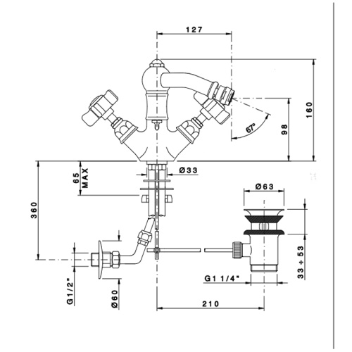 Смеситель Nicolazzi Dames Anglaises 1434BZ18 на биде бронза - фото 2