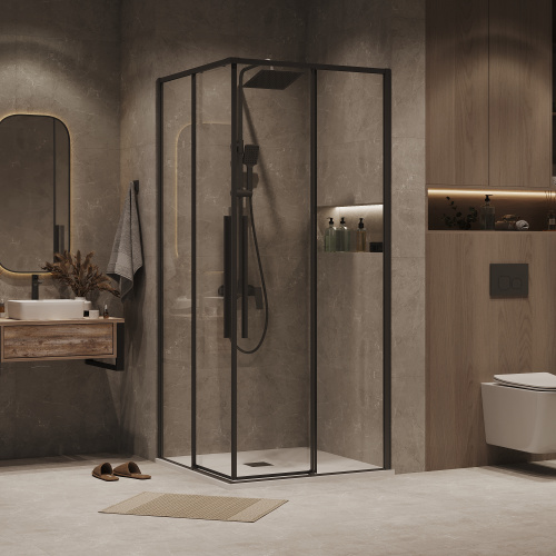 Душевая дверь Grossman Galaxy 1/2.K33.01.11.21.00 110х195 стекло прозрачное профиль черный матовый - фото 3