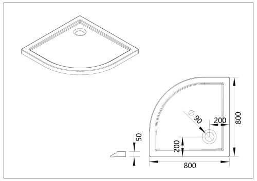 Душевой поддон Vincea H50 VST-5AQ-8080 80х90 акрил белый с каркасом - фото 5