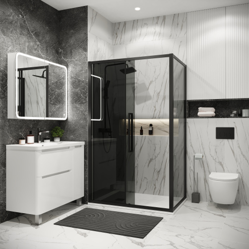 Душевой уголок Grossman Cosmo 120.K33.02.1390.21.10 130х90 стекло тонированное профиль черный матовый без поддона - фото 5