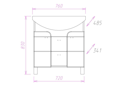 Тумба под раковину Onika Стиль 107512 72х34х68 напольная - фото 3