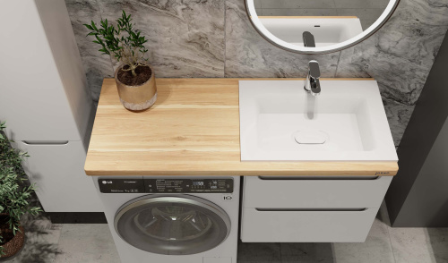 Столешница Jorno WOOD на стиральную машину Wood.06.122/LW 122х52 подвесная цвет светлое дерево - фото 2