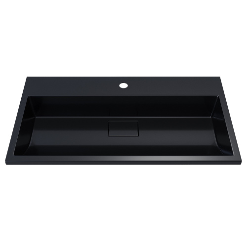 Раковина из литьевого мрамора Uperwood Barsa 3939193463 80х45 полувстраиваемая цвет черный - фото 5