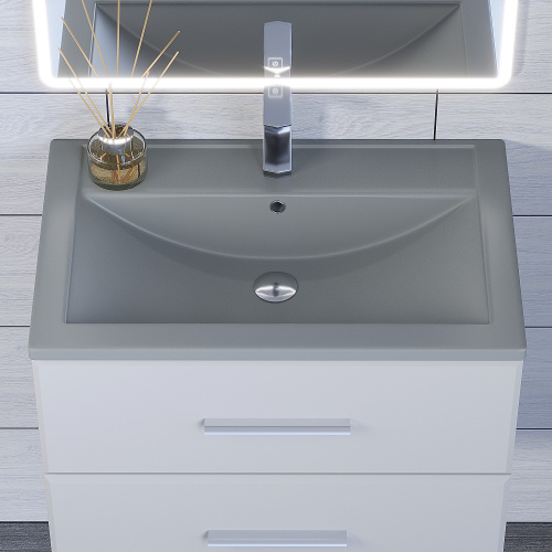 Раковина из искусственного камня Uperwood Foster Quartz 291030033 70х46 полувстраиваемая цвет серый - фото 5