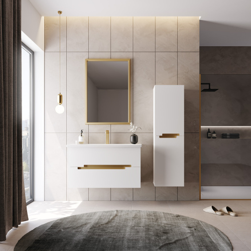 Шкаф-пенал Orka Lodi 3007784 40х32х138 подвесной цвет белый/золото - фото 2