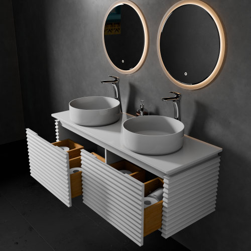 Тумба с раковиной+зеркало Art Decco Jacqueline (Жаклин) AJC12W34D3MF 120x45x40 подвесная цвет белый - фото 3