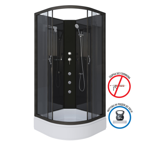 Душевая кабина Niagara Classic 65011434BKG 90х90 четверть круга без крыши ориентация универсальная - фото 2